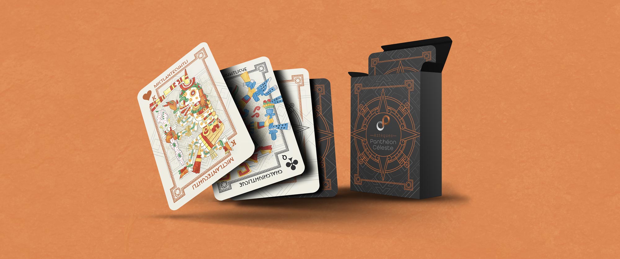 Illustration d'un jeu de cartes sur le thème de la mythologie azteque Illustration d'un jeu de cartes sur le thème de la mythologie azteque