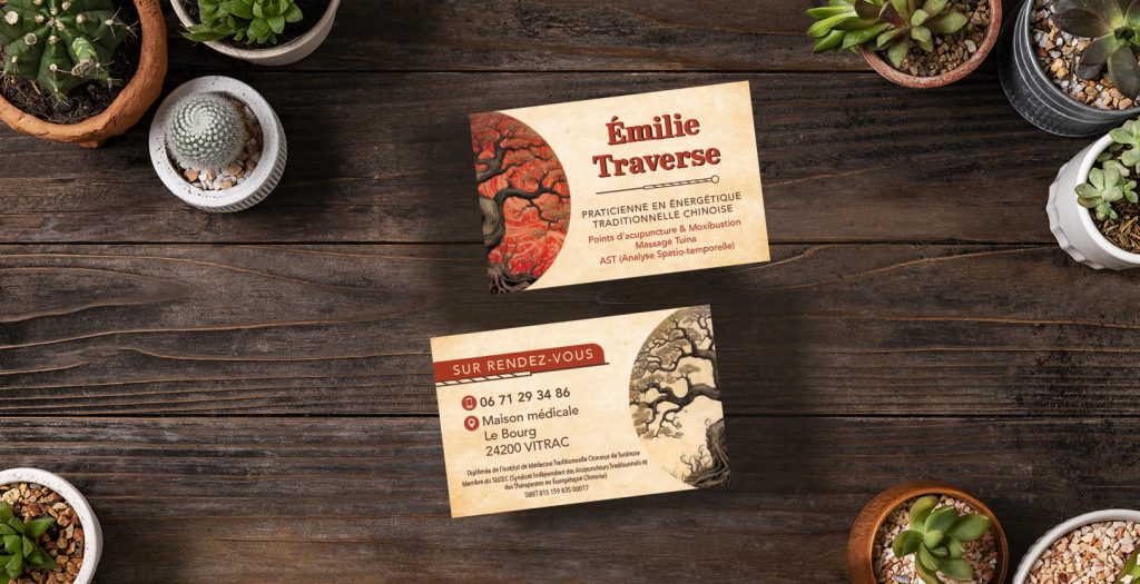 Carte de visite pour une activité de médecine traditionnelle chinoise