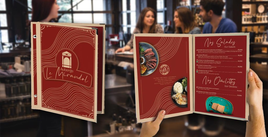 Protège-menu et carte de restaurant