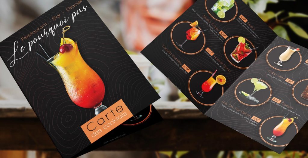Carte de cocktails pour un restaurant