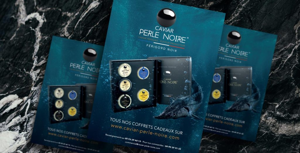 Support publicitaire pour le secteur du caviar et de la gastronomie de luxe