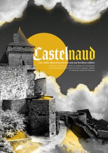Création graphique du château de Castelnaud-la-Chapelle aux tons jaunes et gris