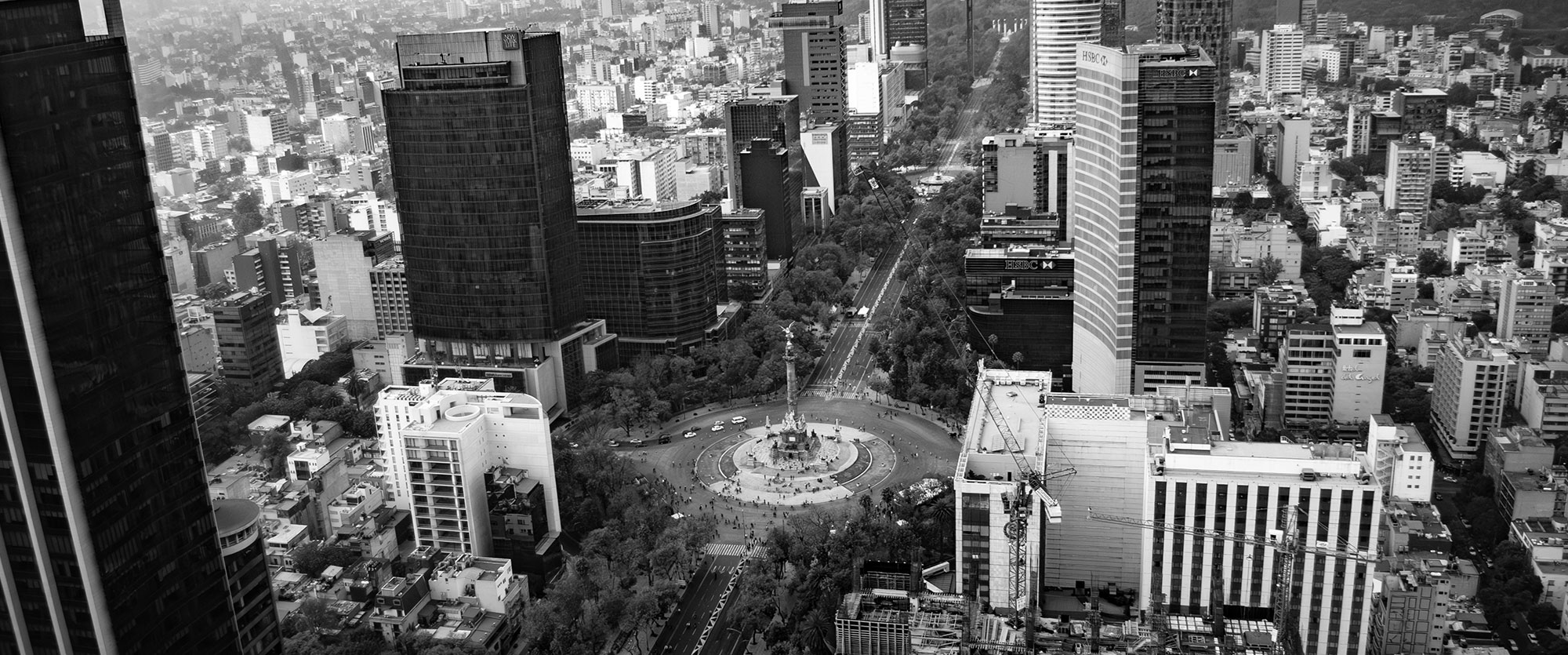 Vue aerienne d'un carrefour principal de la ville de Mexico