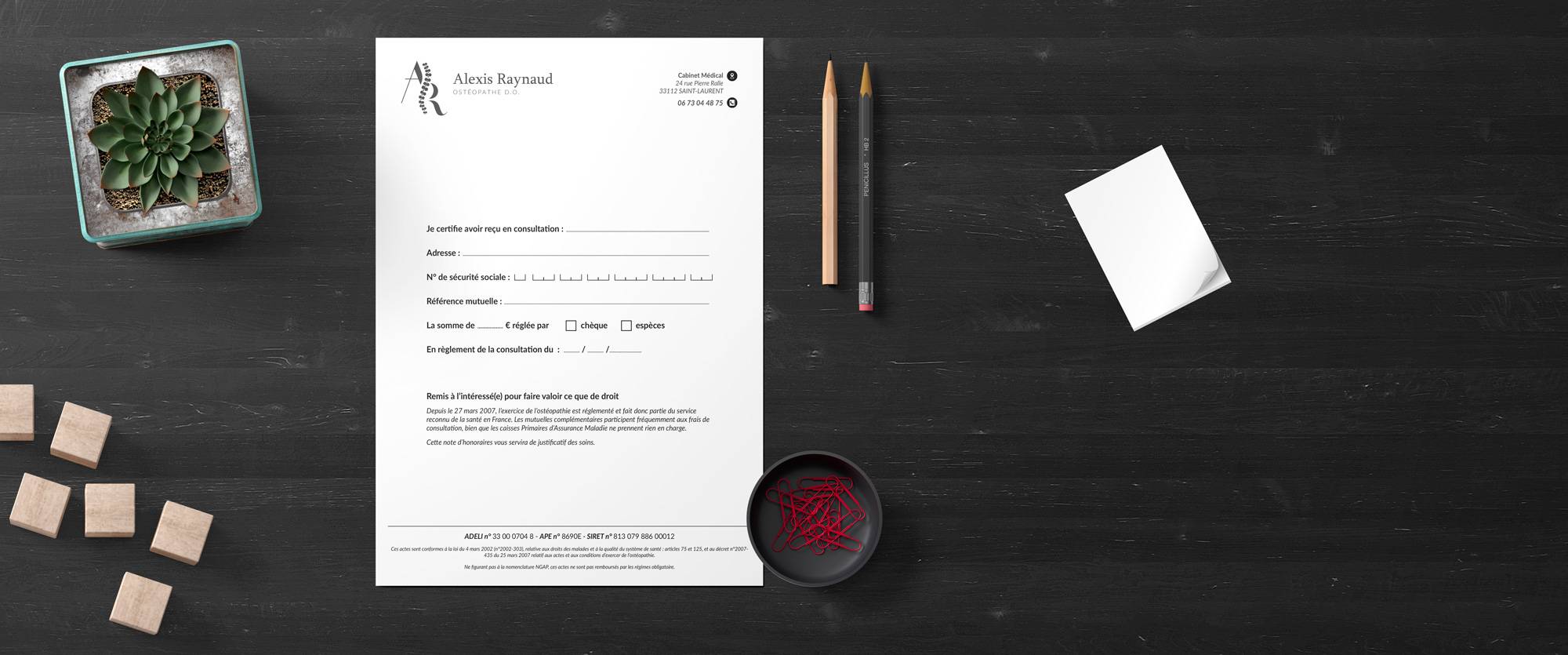 design du logo et factures ostéopathe